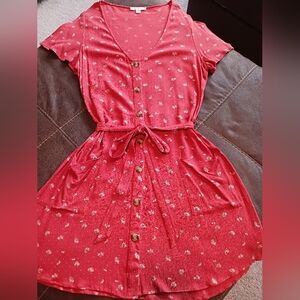 Americam Eagle Outfitters Orange Floral Dress Size L EUC